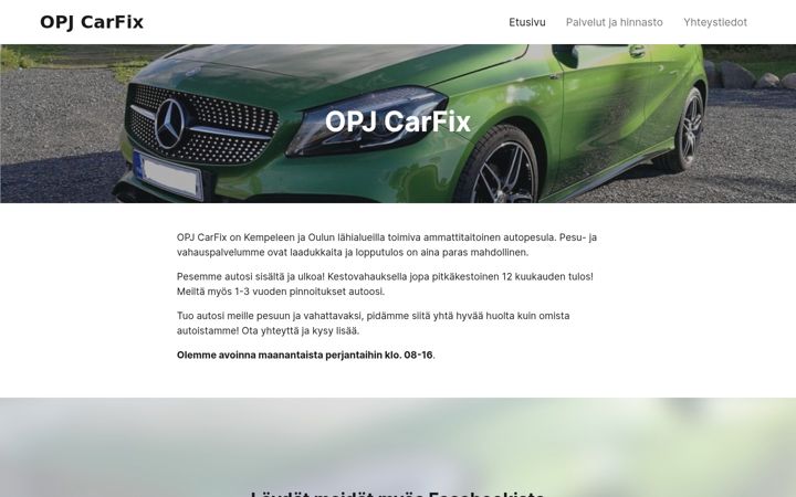 Snimka zaslona za autonpesuopj.fi