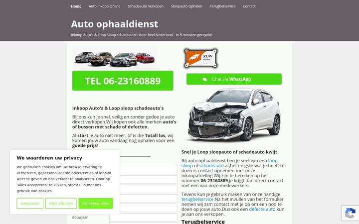 Screenshot of autoophaaldienst.nl