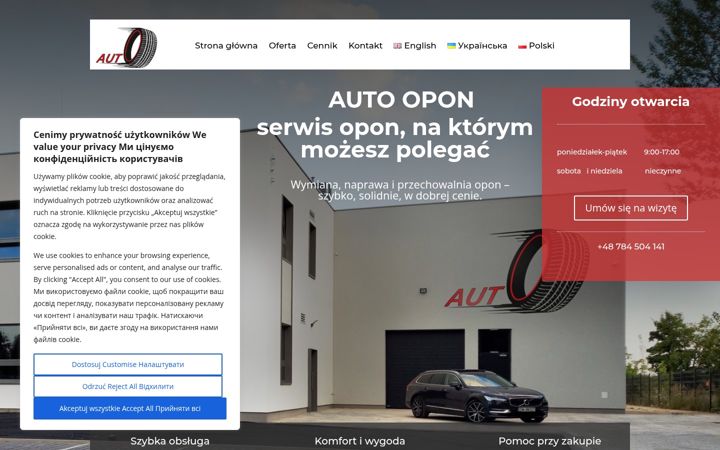 Kuvakaappaus sivustosta autoopon.pl