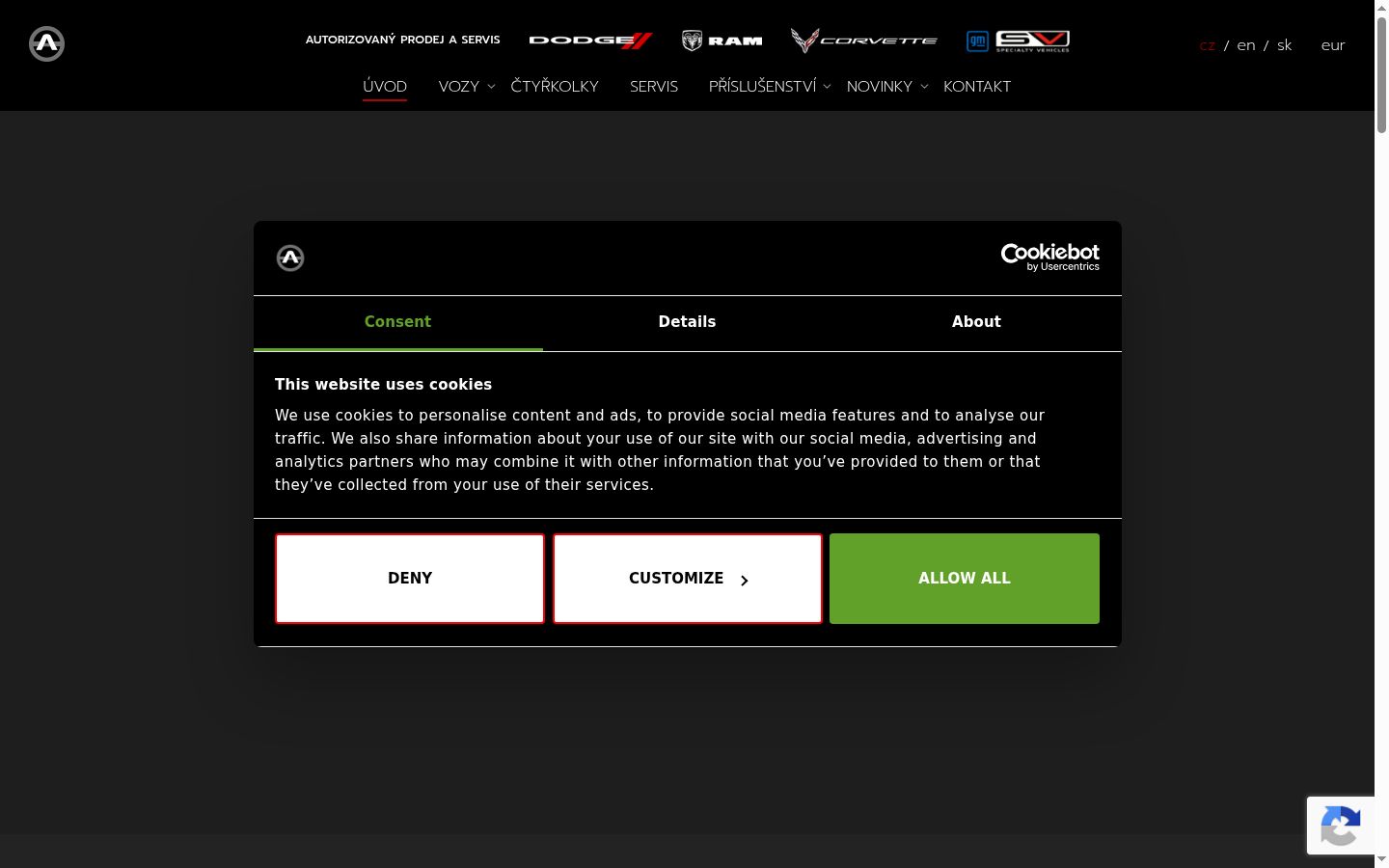 Screenshot del banner di consenso mostrato prima di qualsiasi interazione