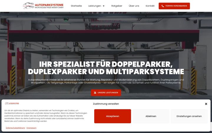 Skärmbild av autoparksysteme-weber.de