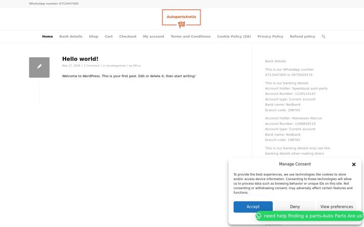 Screenshot of autopartsareus.co.za