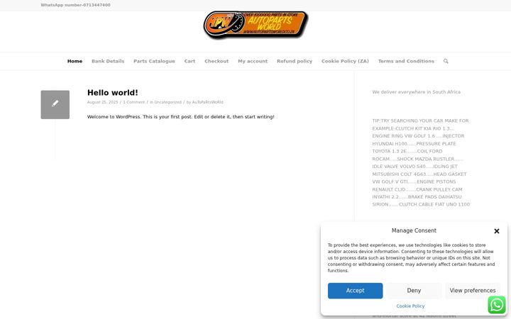 Screenshot of autopartsworld.co.za
