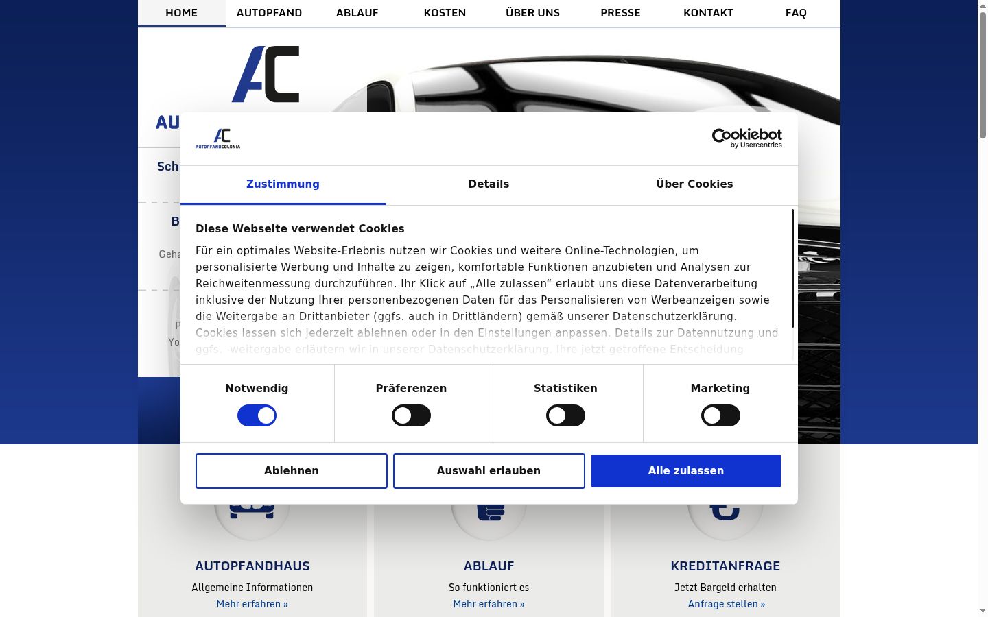 Screenshot του banner συγκατάθεσης που εμφανίστηκε πριν από οποιαδήποτε αλληλεπίδραση
