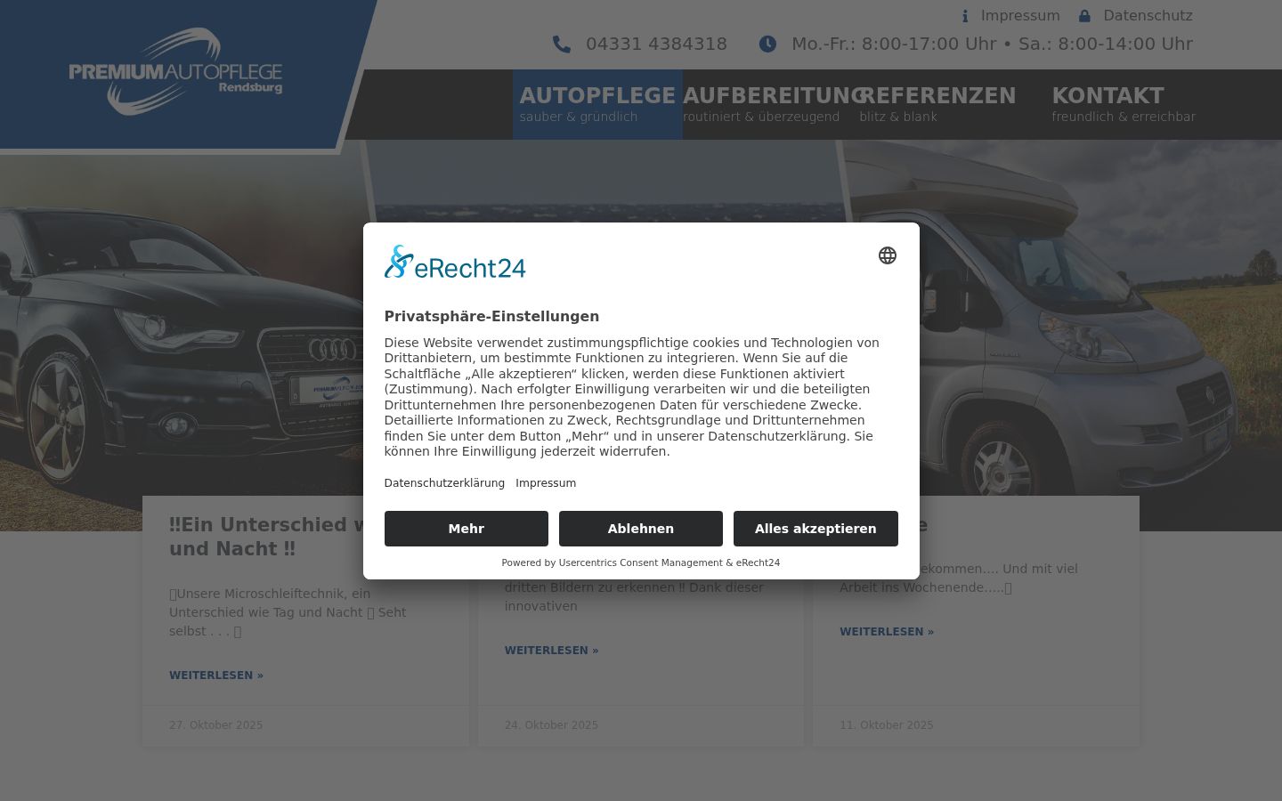 Screenshot des Einwilligungsbanners vor jeglicher Interaktion