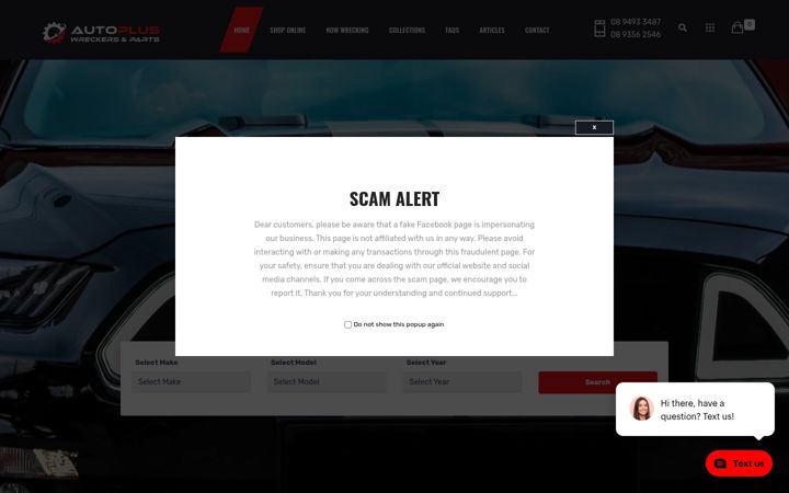 Screenshot of autopluswreckers.com.au