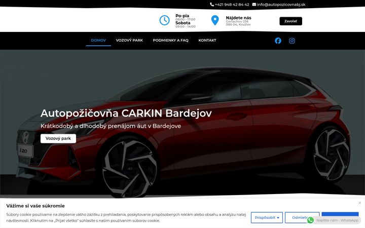 Screenshot stránky autopozicovnabj.sk
