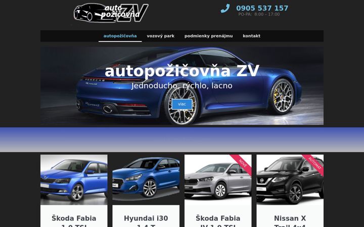 Kuvakaappaus sivustosta autopozicovnazv.sk