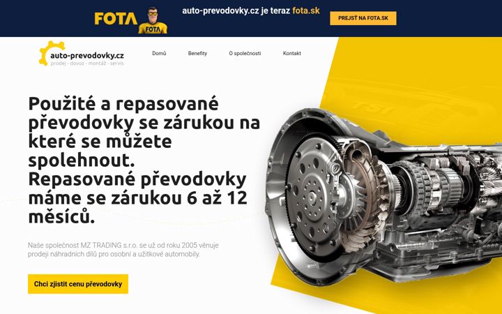 Kuvakaappaus sivustosta autoprevodovky.cz