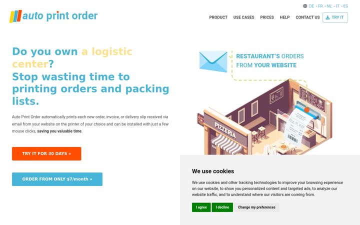 Screenshot of autoprintorder.com