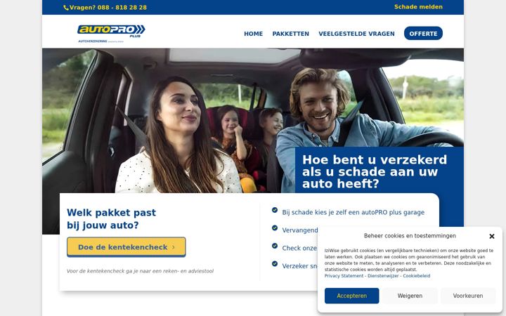 Snímek obrazovky autoproplus-autoverzekering.nl