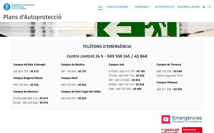 Screenshot of autoproteccio.upc.edu