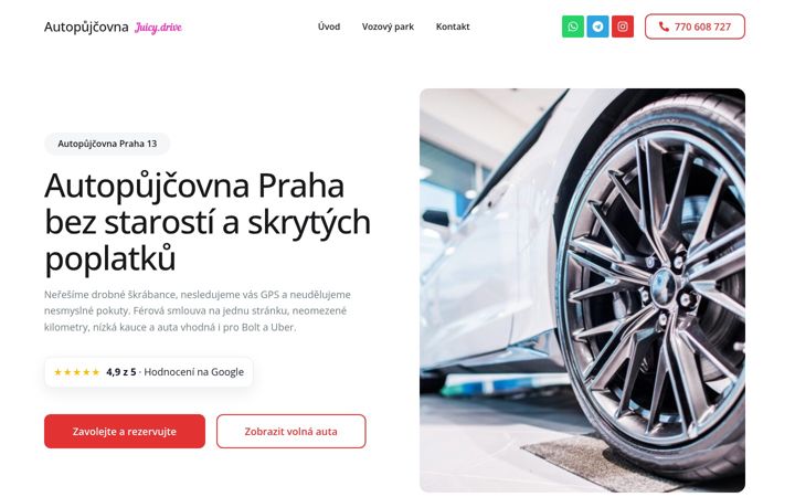 Screenshot stránky autopujcovna.cz
