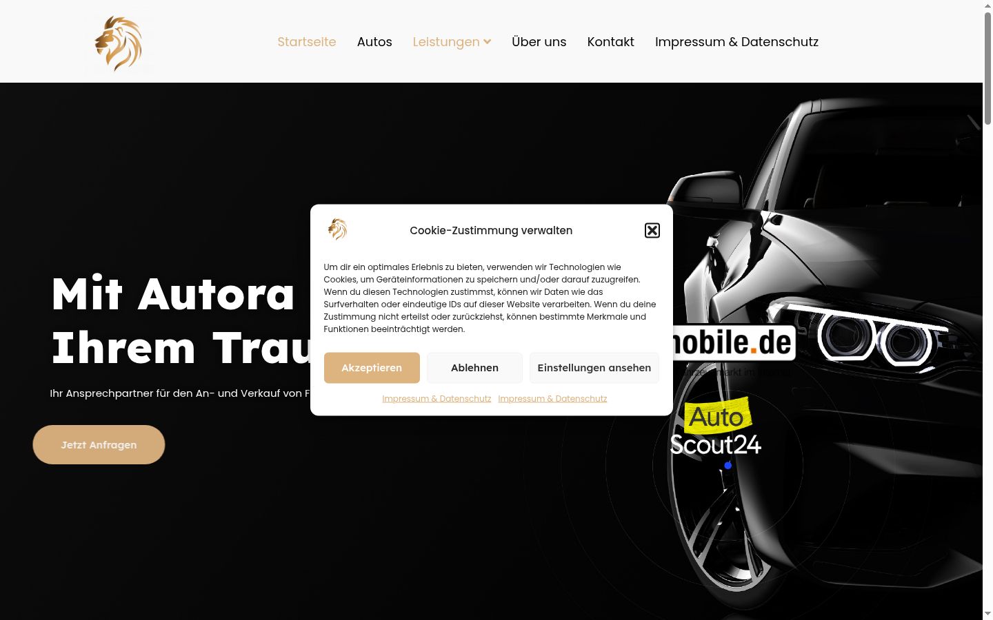 Screenshot del banner di consenso mostrato prima di qualsiasi interazione