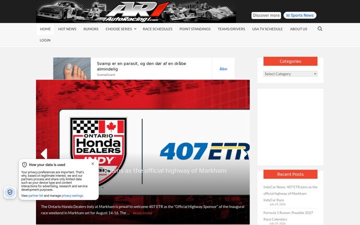 Ekraanipilt saidist autoracing1.com