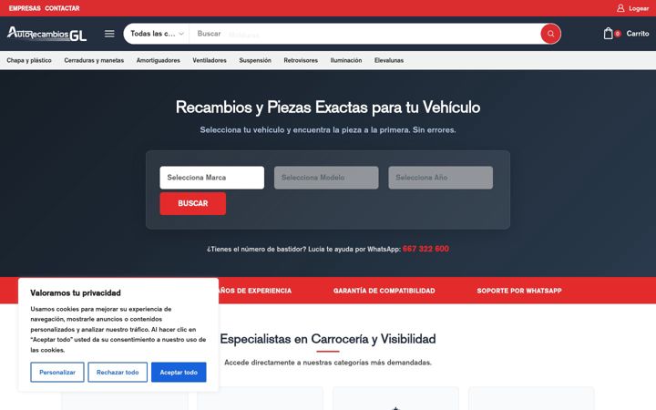 Screenshot of autorecambiosgl.com