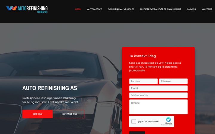 Екранна снимка на autorefinishing.no