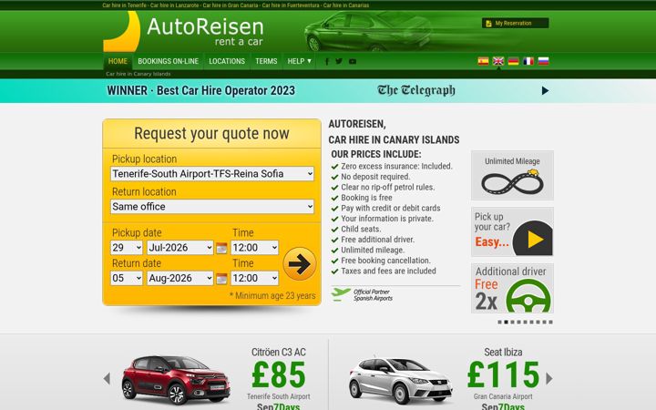 Screenshot of autoreisen.com