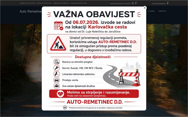 Screenshot of autoremetinec.com.hr