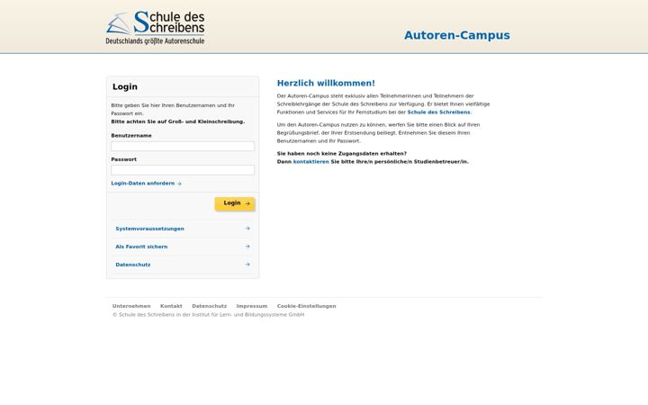 Screenshot von autorencampus.de