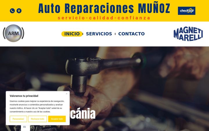 Ekrānuzņēmums no autoreparacionesmunoz.org