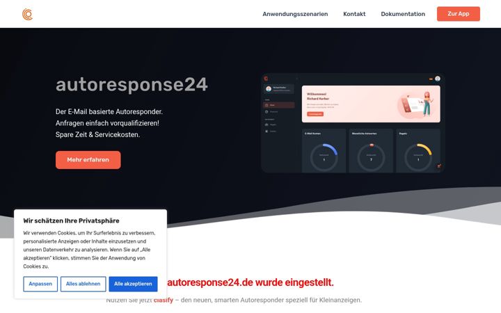 Képernyőkép: autoresponse24.de