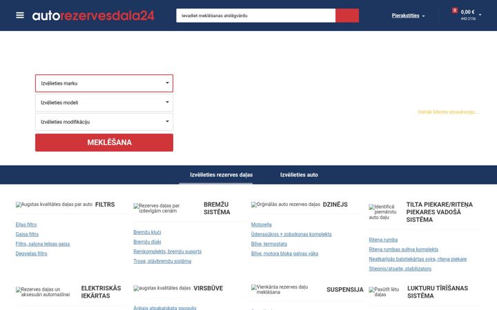 Screenshot of autorezervesdalas24.lv