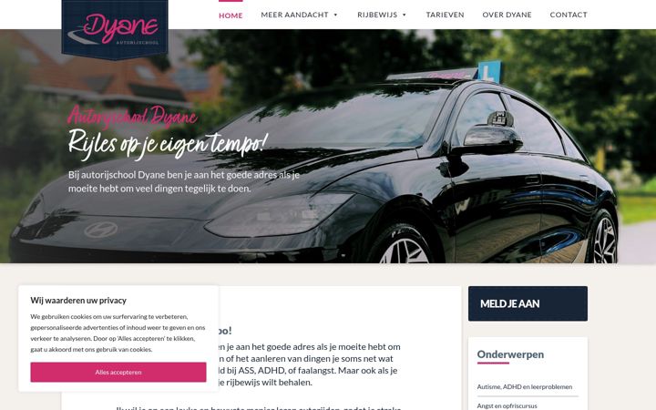 Captura de pantalla de autorijschooldyane.nl