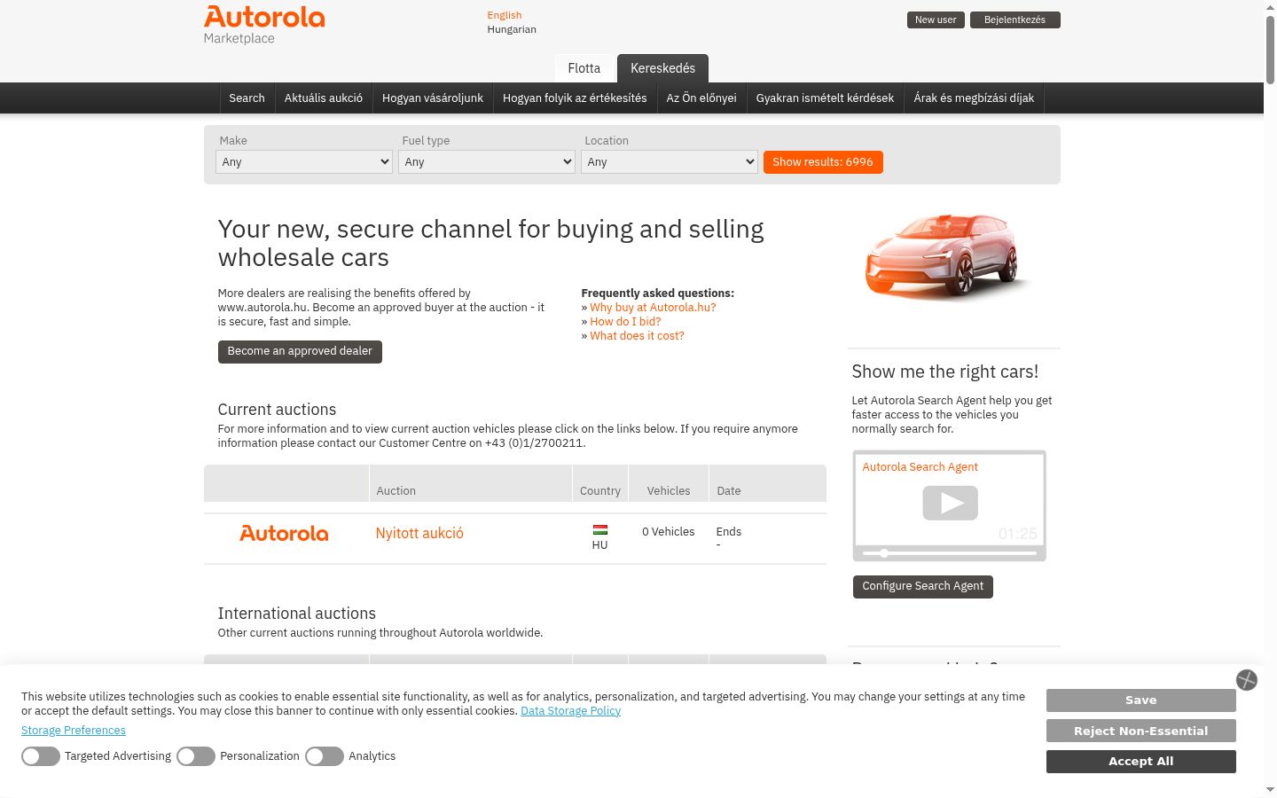 Screenshot del banner di consenso mostrato prima di qualsiasi interazione