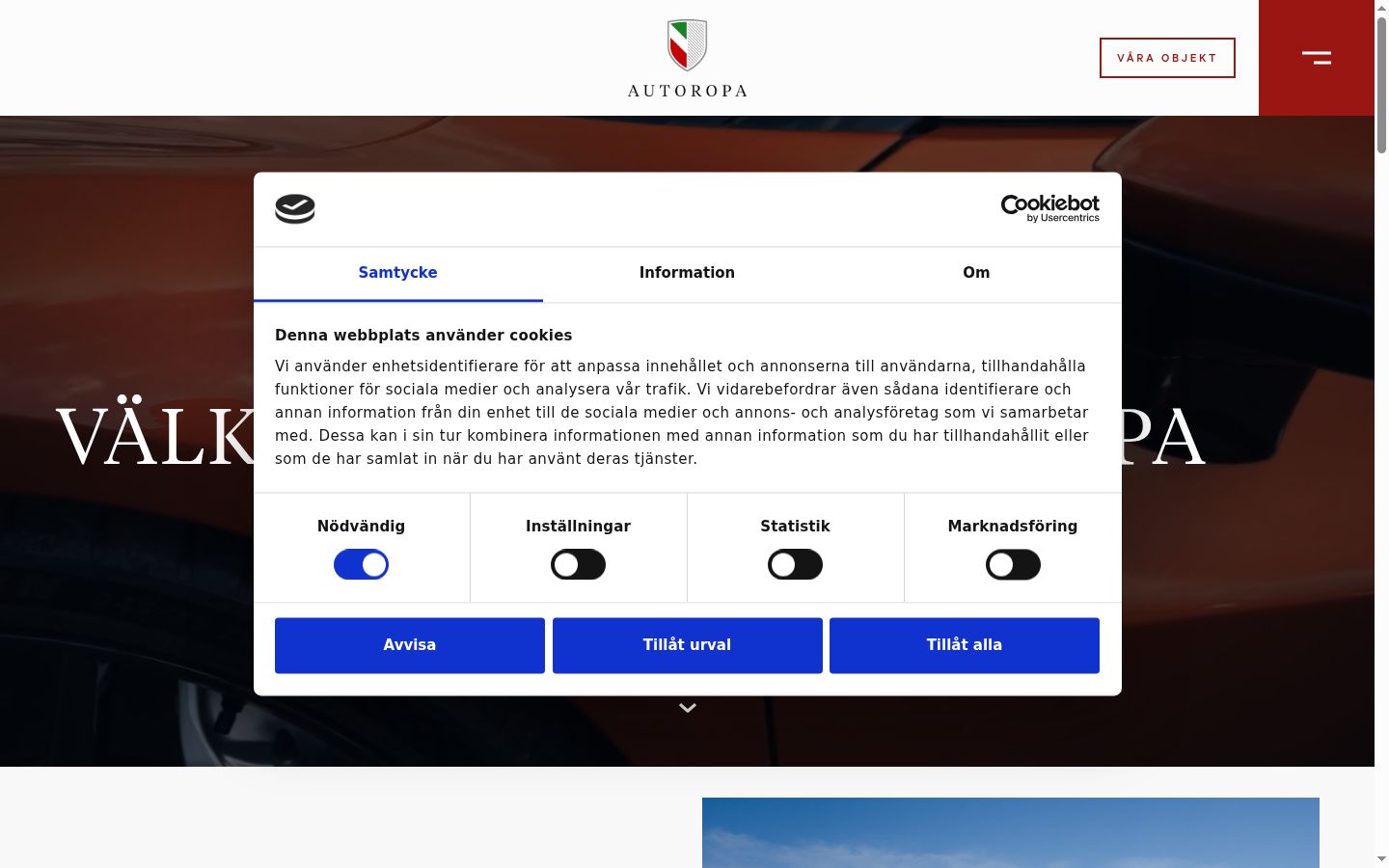 Sutikimo reklamjuostės, rodytos prieš bet kokią sąveiką, ekrano kopija
