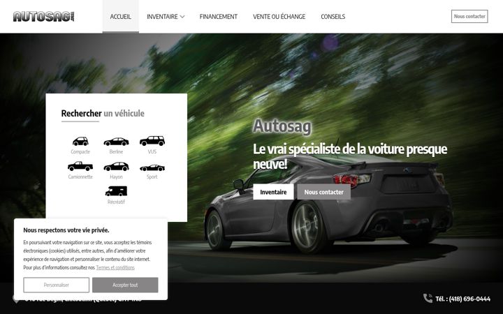 Capture d'écran de autosag.com