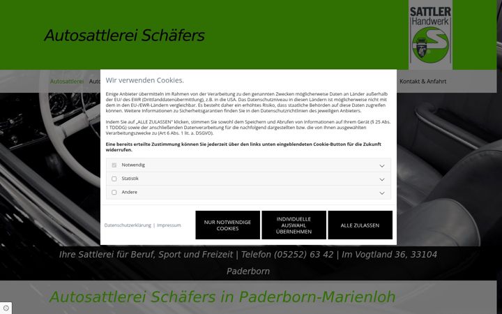 Screenshot of autosattlerei-schaefers.de