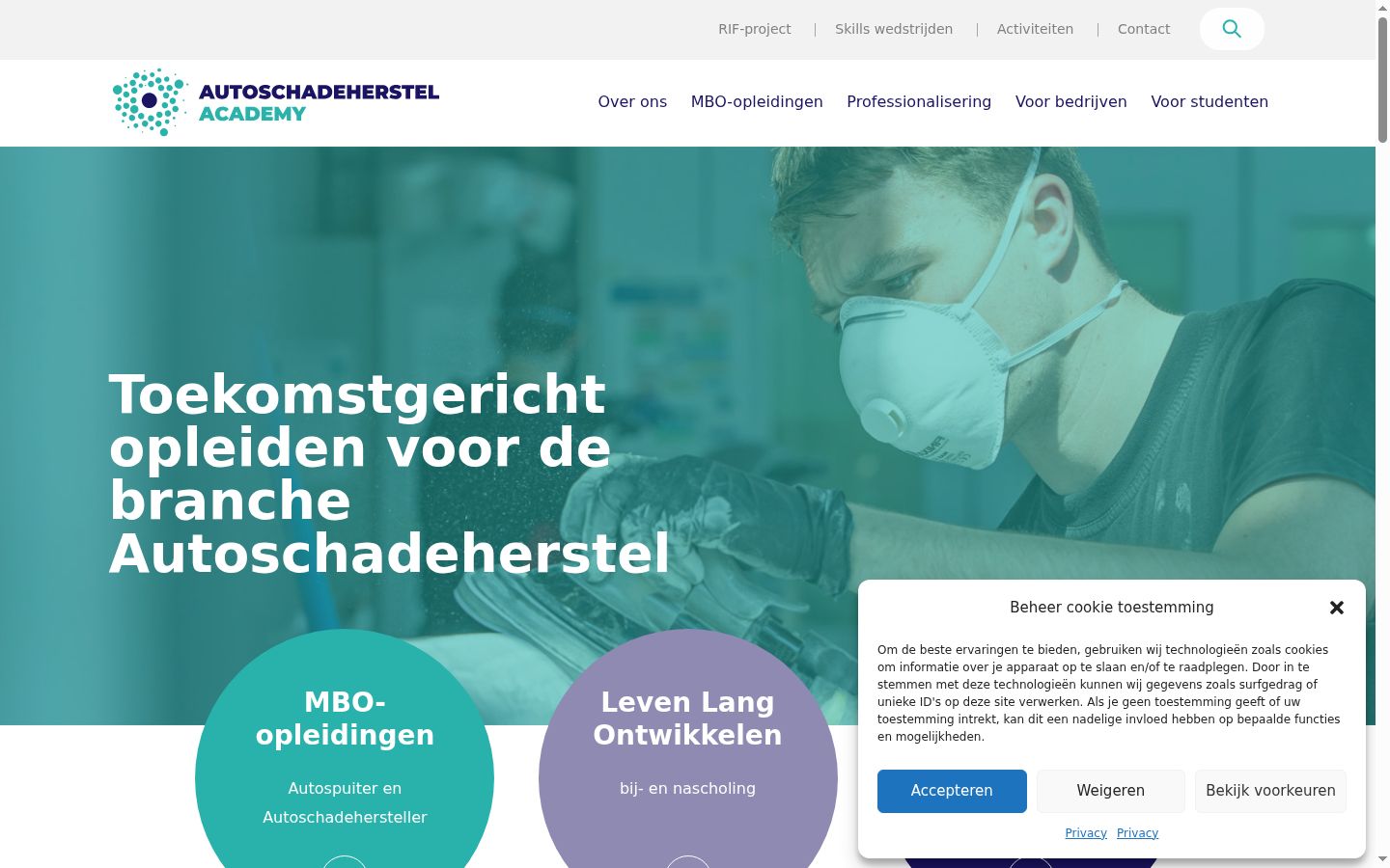 Screenshot van de toestemmingsbanner zoals getoond vóór enige interactie