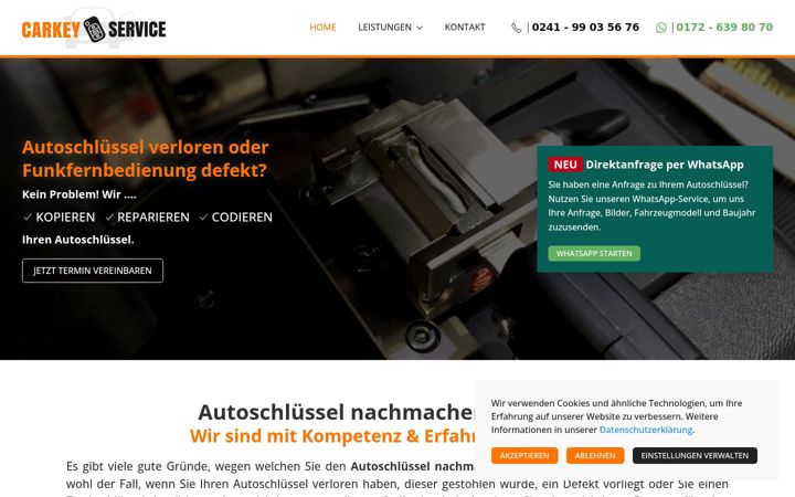 Snimka zaslona za autoschluessel-aachen.de