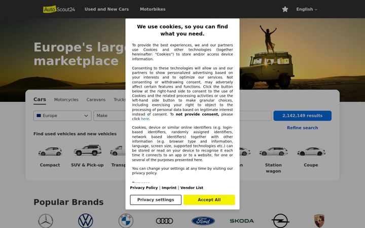 Screenshot of autoscout24.com