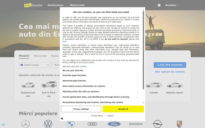 Screenshot of autoscout24.ro