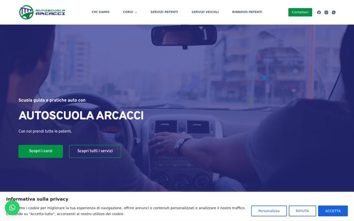 Screenshot of autoscuolaarcacci.it