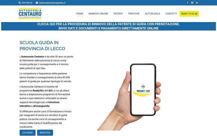 Ekrano kopija autoscuolacentauro.it