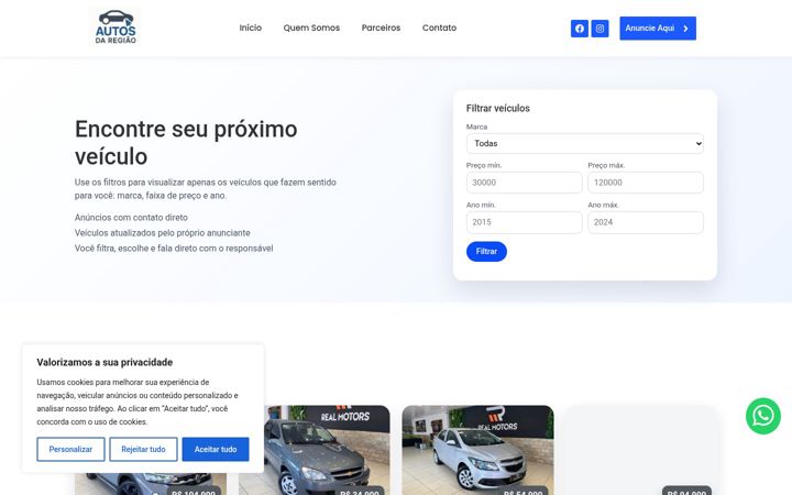 Screenshot of autosdaregiao.com.br