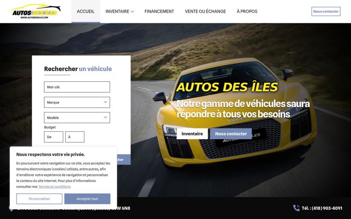 Capture d'écran de autosdesiles.com