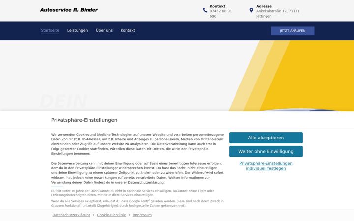 Screenshot von autoservice-binder.de
