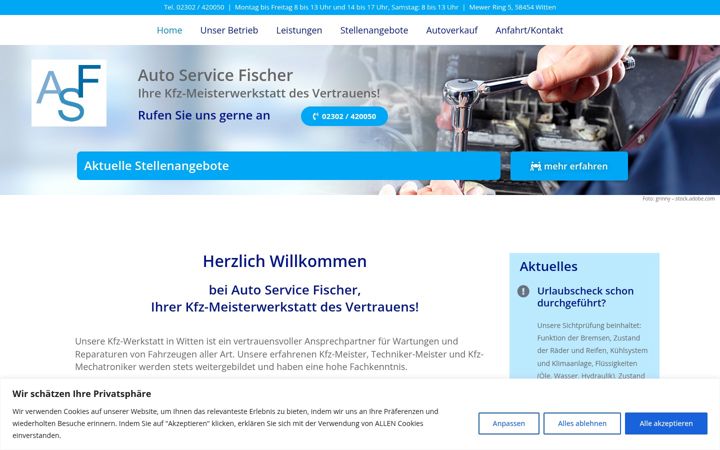 Screenshot of autoservice-fischer-witten.de