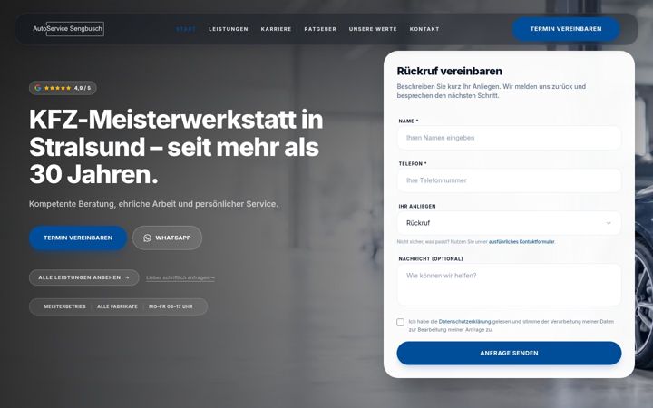 Captura de pantalla de autoservice-sengbusch.de