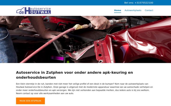 Screenshot von autoservicedehoutwal.nl