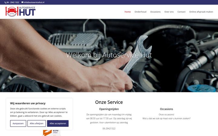 Screenshot ta' autoservicehut.nl