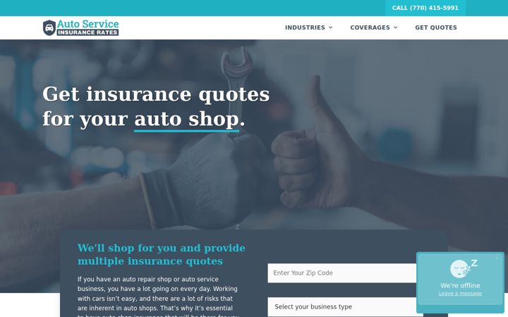 Screenshot of autoserviceinsurancerates.com