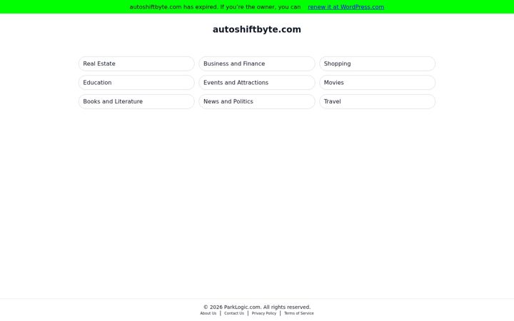 Snímek obrazovky autoshiftbyte.com