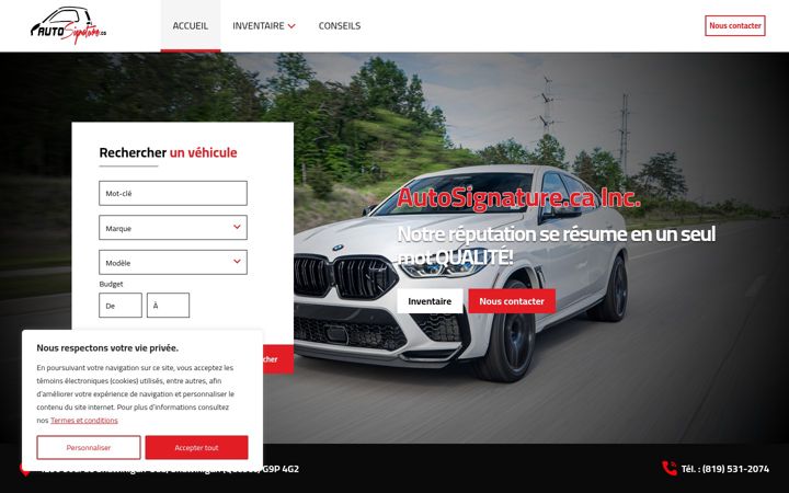 Screenshot of autosignature.ca