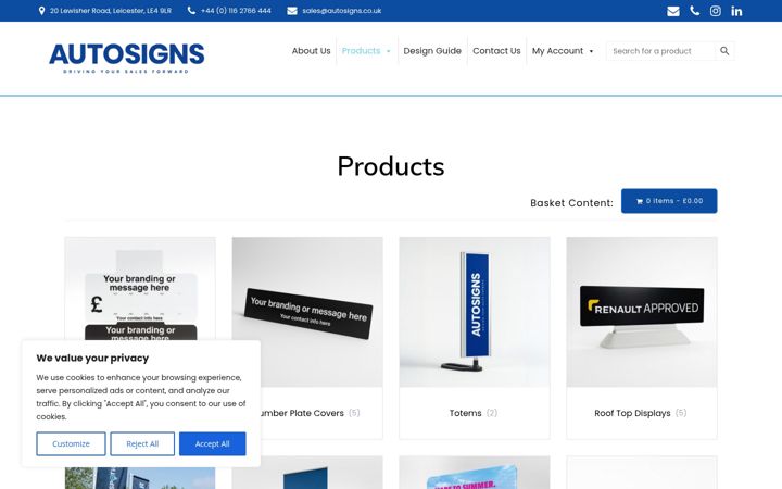 Skærmbillede af autosignsuk.com