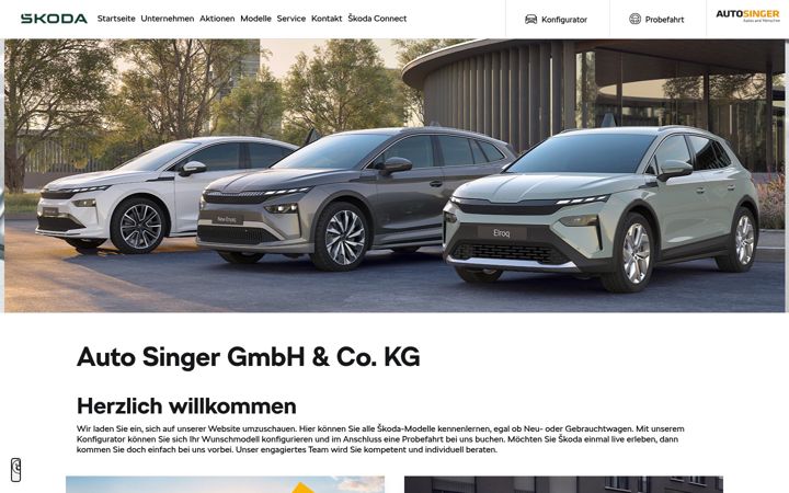 Screenshot of autosinger.skoda-auto.de